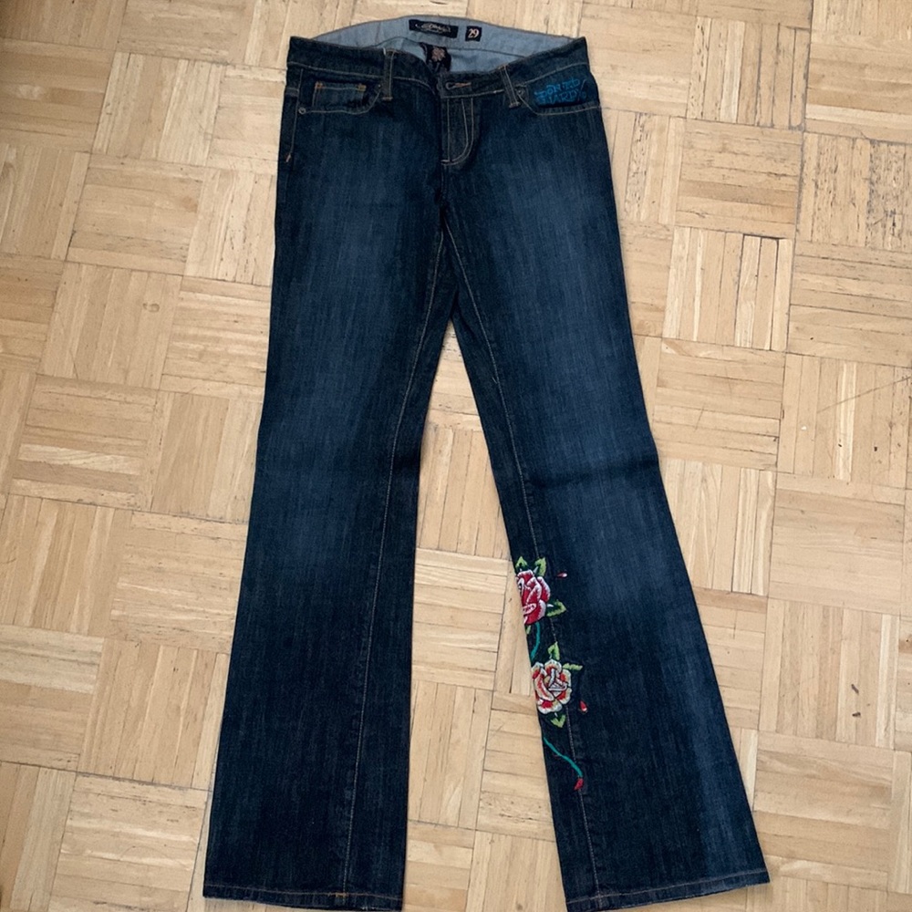 Ed Hardy boot cut jeans. Like new. Size 29. Fits more like 27. Low rise.
